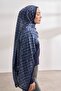 Monogram Patterned Imported Voile Shawl - Denim Blue-Baby Blue - 3