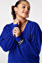 Women's Plus Size V-Neck Shoulder Gathered Sleeve Wide Cuff Soft Textured Long Sleeve Stretchy Blouse