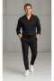 Men's Black Striped Crepe Fabric Shirt Pants Set Comfortable & Modern