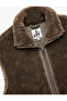 Zippered Long Shawl Collar Plush Vest - 6