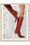 Trendy Newspaper Red Boots Framed Wall Art (30x40 cm) – Retro Fashion Decor