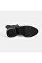 Women's black zippered leather heeled boots - 4