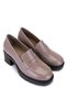 Women's Genuine Leather Beige Patent Leather Heeled Shoes - 3