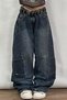 Navy Blue Retro Washed Harajuku Baggy Y2K Pants - 2