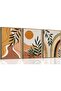 Boho Abstract Sun Wall Art Set (30x40 cm) – Framed Mid Century Botanical Prints Set of 3