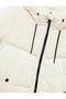 Hooded Long Sleeve Plush Detailed Printed Inflatable Coat - 6