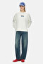 Olvera Bone Color Crew Neck Cotton Embroidered Loose Fit Women's Sweatshirt - 3