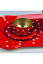 14 Piece Metal Red and White Patterned Toy Tea Set - 8