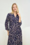 21345 Women's Shirt Collar Long Dress - 2