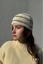 Cream Colored Striped Knit Hat, Crochet Hair Accessory, Patterned Beanie, Unisex Crochet Hat - 4