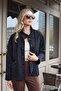 Women's Lightweight Flexible Nubuck Fabric Collared Pocketed Drop Shoulder Long Sleeve Jacket Coat-Black - 6