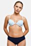 Women Padded Under Wire Brand Logo Push Up Plunge Bra, Light Blue