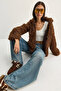Women's Brown Hooded Lined Teddy Coat 2818 60281117 - 2