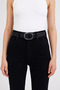 Women's Black Faux Leather Belt with Silver Oval Buckle – a Stylish Model Offering Both Classic and Modern Styles - 2