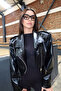 Marlene Women's Black Thick Shoulder Pad Piece Faux Leather Short Jacket with Waist Belt Der01 - 4