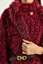 Women's Burgundy Belt Detailed Soft Textured Plush Poncho 2817 60281120 - 6