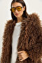 Women's Brown Double Button Detailed Hooded Lined Tibetan Coat 2765 60281119 - 4