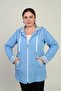 Women's Hooded Mesh Detailed Lined Large Size Raincoat with Front Zipper and Pockets - 3