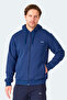 Majestic I Men's Zippered Hooded Pocket Navy Blue Sweatshirt - 3