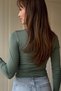 Kayak Neckline Modal Fabric Stylish Khaki Bodysuit - 6