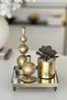 Antique Metal Tray with Antique Legs, Bronze Mirrored Decorative Presentation Tray 25X25 cm - 6