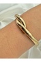 Gold Color Interlocking Past Form Metal Handcuff Bracelet - 6