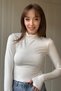 Thick Half Turtleneck Modal Fabric Long Sleeve Finger-Looped White Bodysuit