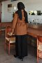 Button Detailed Cashmere Coat Brown 19274 - 4