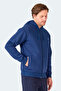 Majestic I Men's Zippered Hooded Pocket Navy Blue Sweatshirt - 5