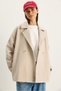 Women's Beige Double-Breasted Collar Pocket Detailed Cashmere Blazer Jacket 60283757