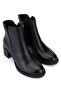 Women's Genuine Leather Black Leather Heeled Boots - 2