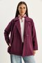 Women's Purple Double-Breasted Lapel Pocket Detailed Cashmere Blazer Jacket 60283757 - 2