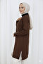 Patterned Long Mercerized Cardigan N3198 Brown - 3