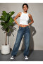 Women's Fit High Waist Baggy Jeans -Blue - 2