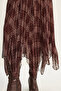 Women's Brown Plaid Patterned Wrinkle Effect Lined Midi Chiffon Skirt De251105 60283760 - 6