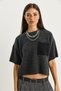 Women's Anthracite Color Block Pocket Short Sleeve Knitwear Sweater 2551 60283758 - 6