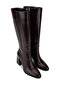 Women's Faux Leather Brown Heeled Boots - 2