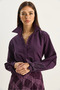 Women's Purple Cuff Detailed Poplin Shirt 2153 60283763 - 3