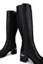 Women's Faux Leather Black Heeled Boots - 4