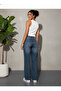 Women's Fit High Waist Baggy Jeans -Blue - 3