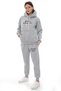 Women's Gray Hooded Kangaroo Pocket Fleece-Lined 3 Thread Winter Fleece Lined Casual Tracksuit Set - 3