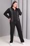 Women's Plus Size Black, Zipper Closure Stone Work, Pocket Pants, K Hooded Tracksuit Set 65N39224 - 6