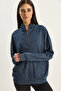 Women's Smoked Stand Collar Half Zipper Pocket Detailed Oversize Modal Sweatshirt 60601053