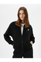 Bomber Jacket with Zipper and Logo Pocket Detail