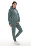 Women's Petrol Green Hooded Kangaroo Pocket Fleece-Lined 3 Thread Winter Casual Tracksuit Set with Fleece Lining - 2
