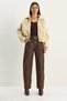 Women's Brown Pocket Detailed Belted Baggy Denim Trousers 5288 60283781