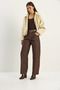 Women's Brown Pocket Detailed Belted Baggy Denim Trousers 5288 60283781 - 2