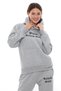 Women's Gray Hooded Kangaroo Pocket Fleece-Lined 3 Thread Winter Fleece Lined Casual Tracksuit Set - 4