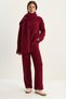 Women's Burgundy Soft Textured Comfortable Cut Knitwear Set 2480 60283755