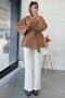 Premium Gabardine Short Kimono with Flywheel Detail on the Sleeves – Camel - 6